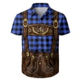 thumbnail image 2 of Oktoberfest Themed Men's Lederhosen Print Shirt, Traditional Plaid Button Down Shirts, 2 of 4