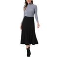 thumbnail image 2 of INSPIRE CHIC Women's Pleated High Waist Stretch A-Line Casual Knit Midi Skirt M Black, 2 of 6