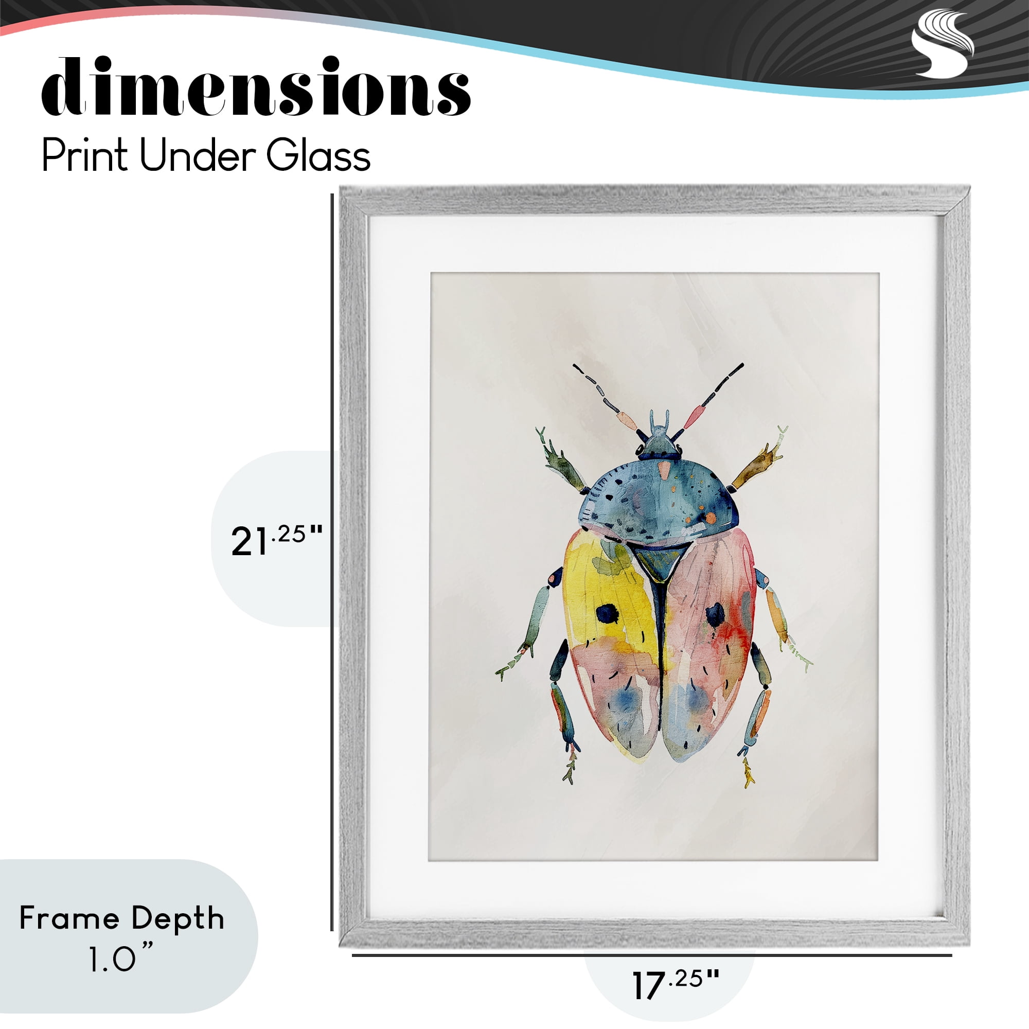 Stupell Industries Whimsical Boho Beetle Gray Framed Print Under Glass, design by Kim Allen