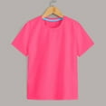 thumbnail image 2 of Ketyyh-chn99 Girls Short Sleeve T Shirts Kids Summer Casual Crewneck Back To School Solid Color Tops Tees Size for 3-4 Years,Hot Pink, 2 of 4
