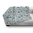 thumbnail image 3 of Nautical Soft Flannel Fleece Throw Blanket, Marine Sea Striped Background with Anchor Wheel Starfish Seashell, Cozy Plush for Indoor and Outdoor Use, 70" x 90", Blue and Apricot, by Ambesonne, 3 of 6
