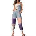 thumbnail image 6 of JULMCOMO Cotton Linen Jumpsuits for Women Floral Print Adjustable Strap Baggy Overalls Sleeveless Vintage Casual Jumpsuits Blue S, 6 of 7