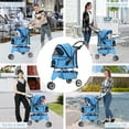 thumbnail image 6 of NiamVelo 3 Wheels Dog Stroller Folding Pet Stroller Cat Stroller Travel Carrier Strolling Cart W/Cup Holder & Storage Basket for Puppy&Cats, Blue, 6 of 7