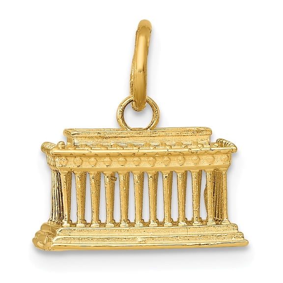 Real 14kt Yellow Gold Lincoln Memorial Charm Pendant; for Adults and Teens; for Women and Men