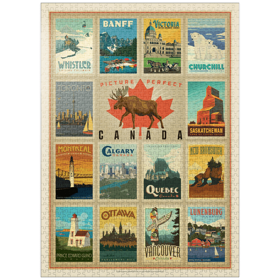 MyPuzzle - Canada Travel, Collage, Vintage Poster - Premium 1000 Piece Jigsaw Puzzle for Adults