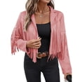 thumbnail image 1 of Chaquetas de Ante Sintético con Flecos y Forro para Mujer. Abrigos Cortos con Flecos para Mujer. Imprescindibles de Otoño 2025. Rosa L, 1 of 7
