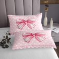 thumbnail image 3 of Erosebridal Pink Bowknot Coverlet Set Twin, Cartoon Ribbon Bedding Set, Modern Chic Bow Decor 2pcs, 3 of 5