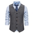 thumbnail image 1 of Mens Western Herringbone Suit Vest Cotton Blend Slim Fit, 1 of 3