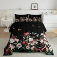 thumbnail image 2 of jejeloiu Retro Flowers Queen Comforter Set,Colorful Floral Blossom Bedding Sets,Rustic Plant Theme Bedding Comforter Set For Girls Teens,Microfiber Bedroom Decor Reversible,3-Piece, 2 of 8