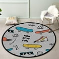thumbnail image 2 of GZHJMY Kids Round Nursery Area Rug 3 ft Skateboarding Doodle Washable Non-Slip Small Round Area Rug Throw Soft Cute Nursery Rug Non-Shed Lightweight Bathroom Rug for Dorm Kids Room Carpet Runner, 2 of 6