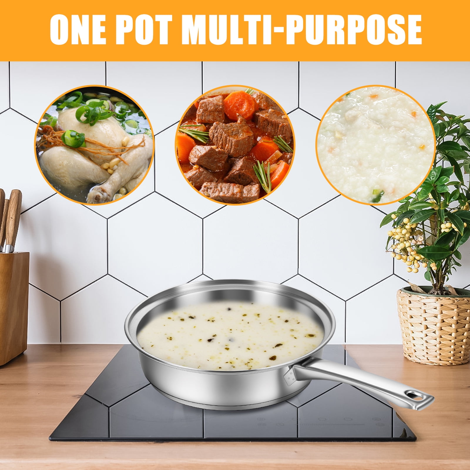 4-Cup Egg Poacher Pan, 8" Stainless Steel Poached Egg Maker with 4 Nonstick Removable Cups & Glass Lid, Induction Compatible Egg Poaching Pan for Gas & Electric Stovetops