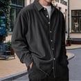 thumbnail image 3 of Camisa de para Hombre, de Larga, con Solapa y Botones, Informal, Antiarrugas, para Trabajo Negro S, 3 of 5