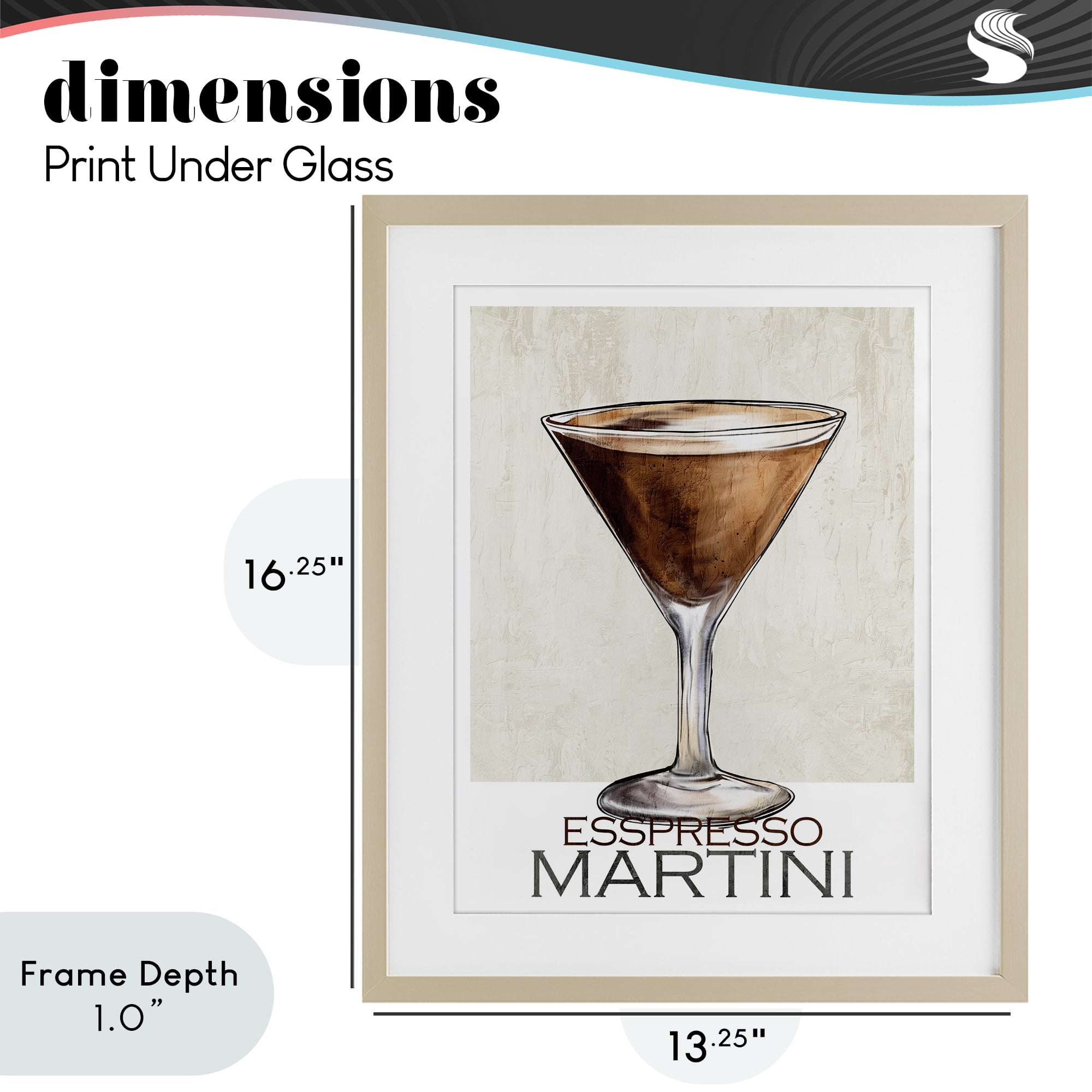 Stupell Industries Sophisticated Espresso Martini Birch Framed Print Under Glass, design by Kim Allen