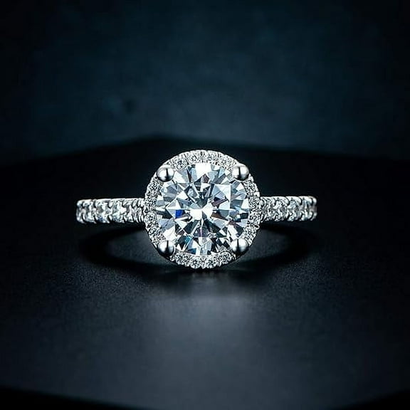 Jewelerix 14K Solid White Gold Ring 2 CT Round Brilliant Cut Ring CZ Diamond Engagement Ring Valentine's Surprise Gift