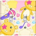 thumbnail image 1 of Metal Light Switch Wall Plate Outlet Cover (Yellow Teddy Bear Karaoke Hearts Music Bow - Double Toggle), 1 of 2