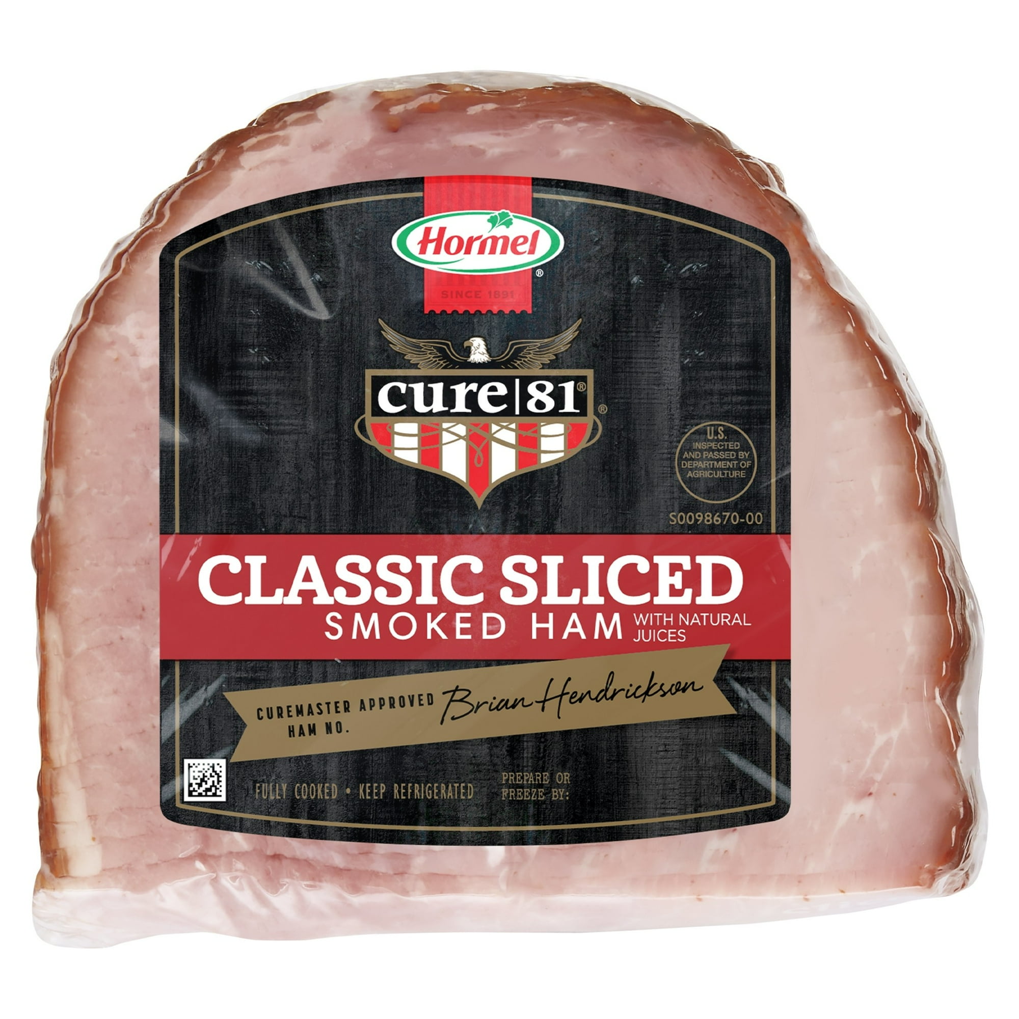 HORMEL CURE 81 Classic Sliced Boneless Quarter Ham, Refrigerated, 1.5-3.0 lb Plastic Vacuum Package