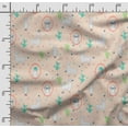 thumbnail image 2 of Soimoi Llama Alpaca Printed, Cotton Satin Spandex, Sewing Fabric by The Yard 54 Inch Wide, Decorative Fabric for Dresses and Home Accents, Peach, 2 of 5