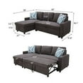 thumbnail image 2 of Ainehome Dark Brown Linen Reversible Sleeper Sectional Sofa with Storage Chaise, 2 of 8