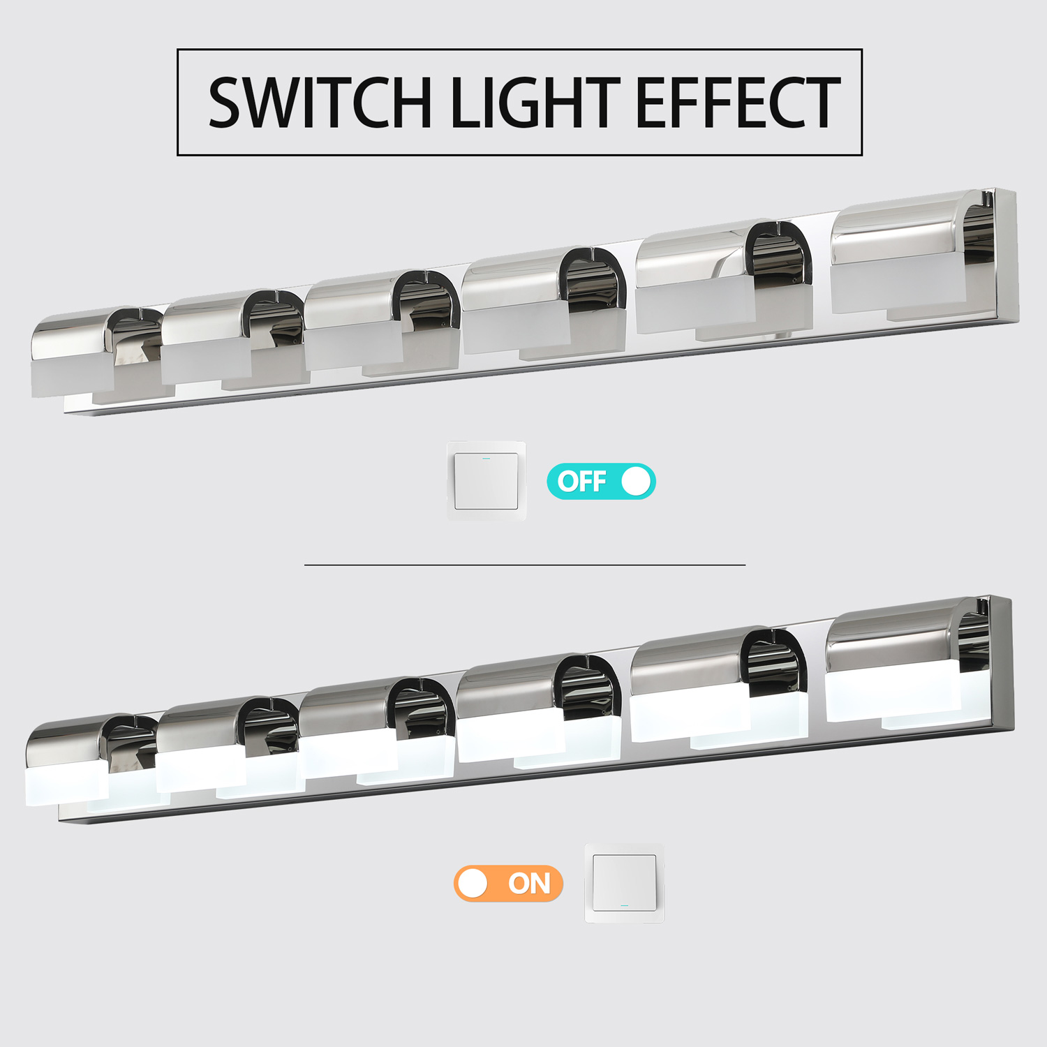 Design Easy Installation 6-Light LED bathroom Vanity Lighting Fixtures,Supports Wall Switch 46.5*3.5*4.3in.