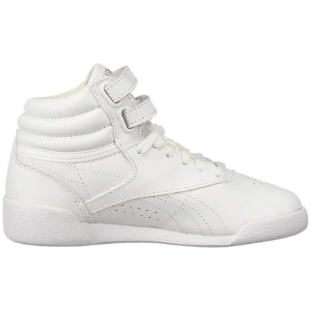 Girls Reebok Freestyle Hi Shoe Size: 2 White - Silver Fashion Sneakers