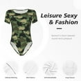 thumbnail image 6 of Balery Women'Scamouflage Shark Crew Neck Round Neck Short Sleeves Slim Fit Casual Basic Extender Bodysuit Daily Jumpsuit T Shirts-X-Large, 6 of 9