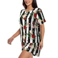 thumbnail image 2 of Bingfone Rose Flowers Print Pajamas Sets for Women Soft Short-Sleeved Pjs with Lounge Shorts Two Piece Sleepwear, 2 of 8