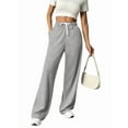 thumbnail image 2 of Women'S High Waist Loose Casual Drawstring Sweatpants Wide Leg Track Pants Fitness Pants with Pockets Grey XL, 2 of 7