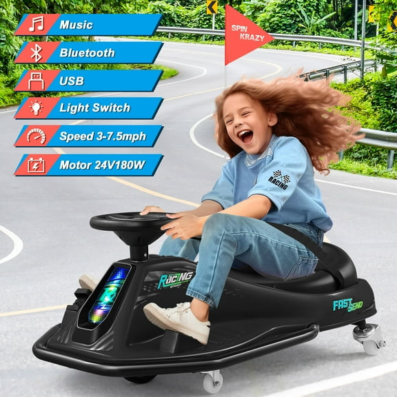 Joyldias 24 V Go Kart Powered Ride-On Toy with Flashing Lights and Bluetooth Enabled