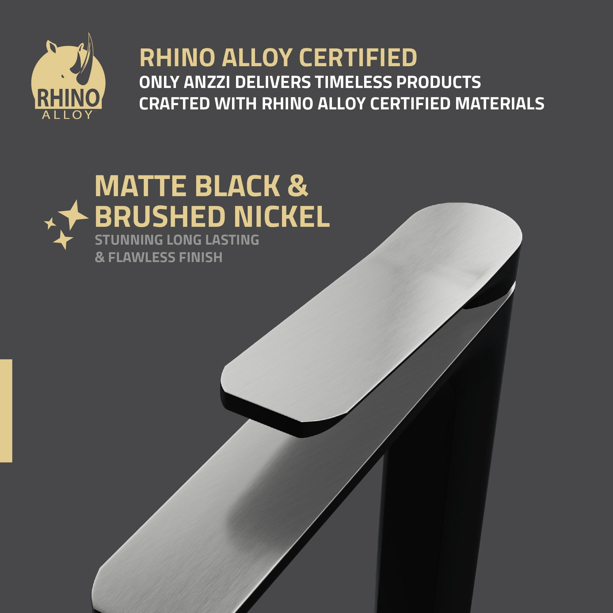 ANZZI Single Handle Single Hole Bathroom Vessel Sink Faucet With Pop-up Drain in Matte Black & Brushed Nickel