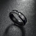 thumbnail image 3 of MasteelfCA Mens Black Wedding Bands Stainless Steel Promise Rings ECG Carved Heart High Polished Finish （Size 10), 3 of 4