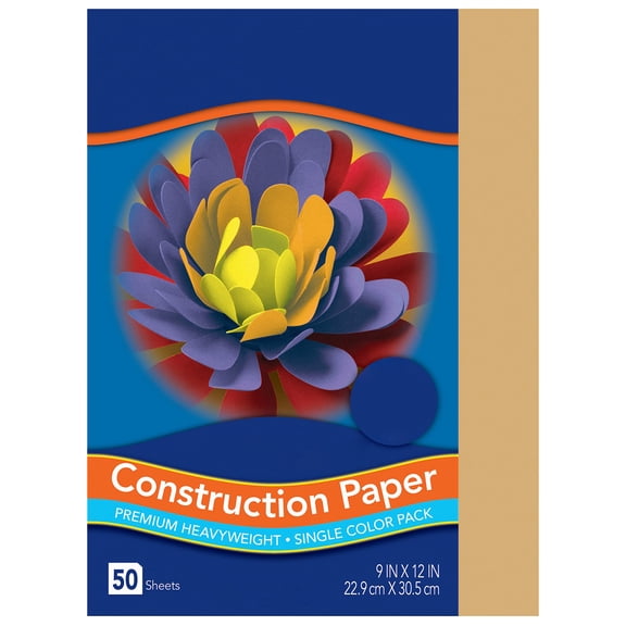 Art Craft Paper 9x12 Inches, 50 Sheets Pack, Durable Sulfite Construction Paper for Scrapbooking, Origami, Classroom Activities, Acid Free Recyclable, Almond Brown