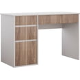 thumbnail image 7 of DreamCurship White Desk with 4 Drawers, 48 inch Computer Desk with Storage, Home Office Desks with Hidden Handle, White and Walnut, 7 of 7