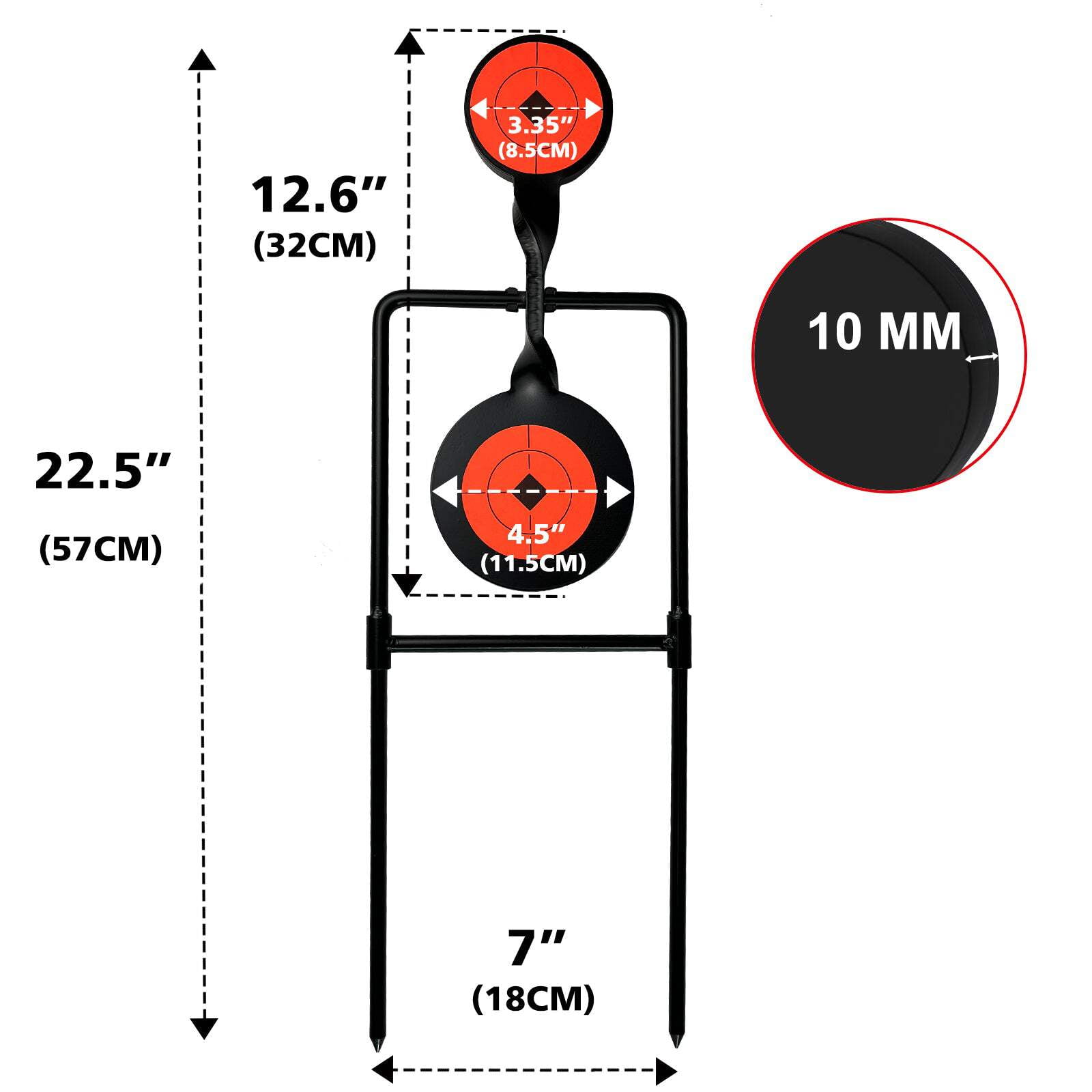Atflbox Double Blast High Caliber Spinner Auto Reset Steel Target for Centerfire Up to .44 Magnum Outdoor Target Shooting