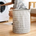 thumbnail image 4 of Large Laundry Basket with Handles, Checkered Laundry Hamper, Foldable Clothes Storage, High Storage Organizer for Bathroom, Bedroom, Grey, 4 of 6