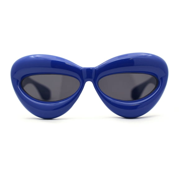 Womens Funky Balloon Thick Cat Eye Retro Plastic Sunglasses Blue Black