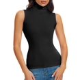 thumbnail image 4 of Chaleco elástico suave y ajustado básico sin mangas con cuello alto para mujer, 4 of 7
