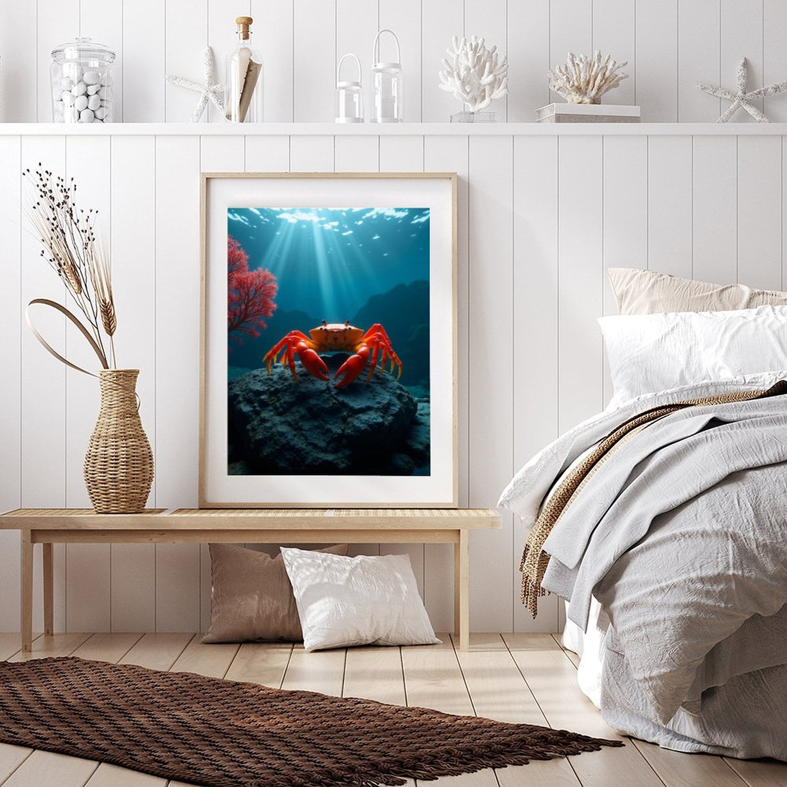 Diamond Art Kit for Adults, Crab On Rock Ocean Scene Diamond Painting for Adults Beginners, 5D DIY Diamond Art Painting Kits, Colorful Diamond Painting Craft for Home Decor 12x16
