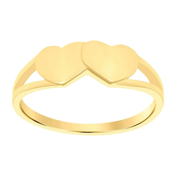 10kt Real Yellow Gold Womens Double Hearts Ring