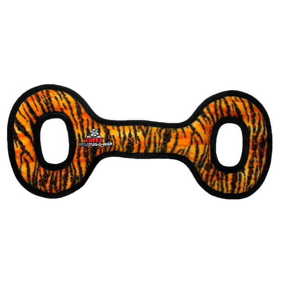 Tuffy Mega Tug Oval Tiger Durable Plush Squeaky Dog Toy