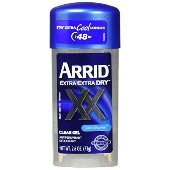 Arrid Extra Dry Antiperspirant Deodorant, Clear Gel, Cool Shower, 2.6 Oz (Pack of 4)