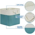 thumbnail image 3 of Cubes Storage Baskets 12 Inch Cube Storage Bins for Shelf, Fabric Storage Cubes for Gift Empty Baskets for Home, Collapsable Box Baskets for Storage (White&Teal), 3 of 14