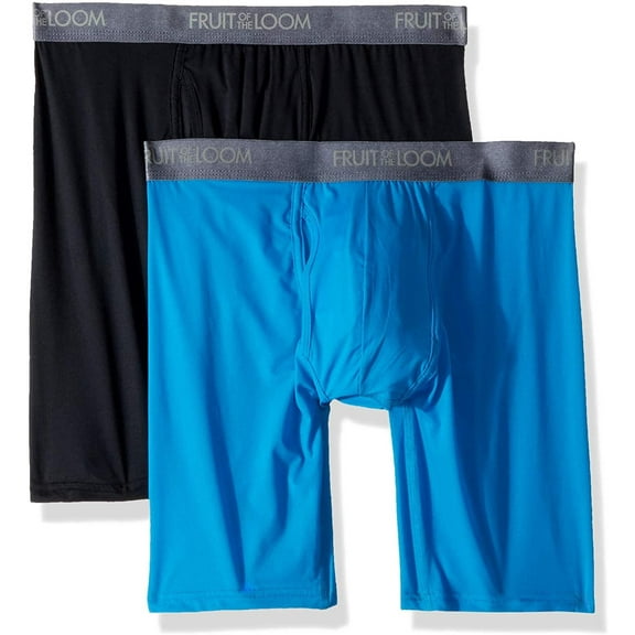Fruit of the Loom Men's Premium Everlight Long Leg Boxer Brief, assorted, Medium