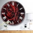 thumbnail image 2 of Red Rose with Raindrops on Black' Flowers Oversized Metal Clock, 2 of 3