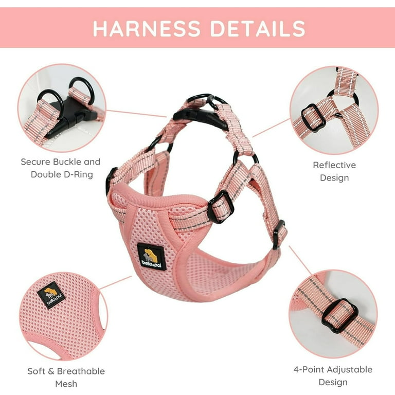 Bella & Pal No-Pull Dog Harness, Coral Pink XL photo 5