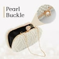 thumbnail image 4 of White Pearl Clutch Purse for Women Bridal Wedding Evening Bags Small Formal Beaded Handbags with Chain, 4 of 7