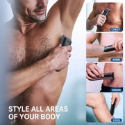 Electric Body Trimmer, Men's Groin Hair Trimmer IPX5 Waterproof Wet/Dry Use Razor, Ceramic Blade Ball Shaver Clipper Body Grooming Kit with LCD Baterry Display, USB Recharge Dock & LED Light