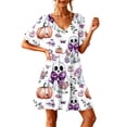 thumbnail image 2 of SELONE Plus Size Nightgowns for Women with Pockets Short Sleeve Nightshirts Ghost Pumpkin Sleepshirt Halloween Nightwear, 2 of 5