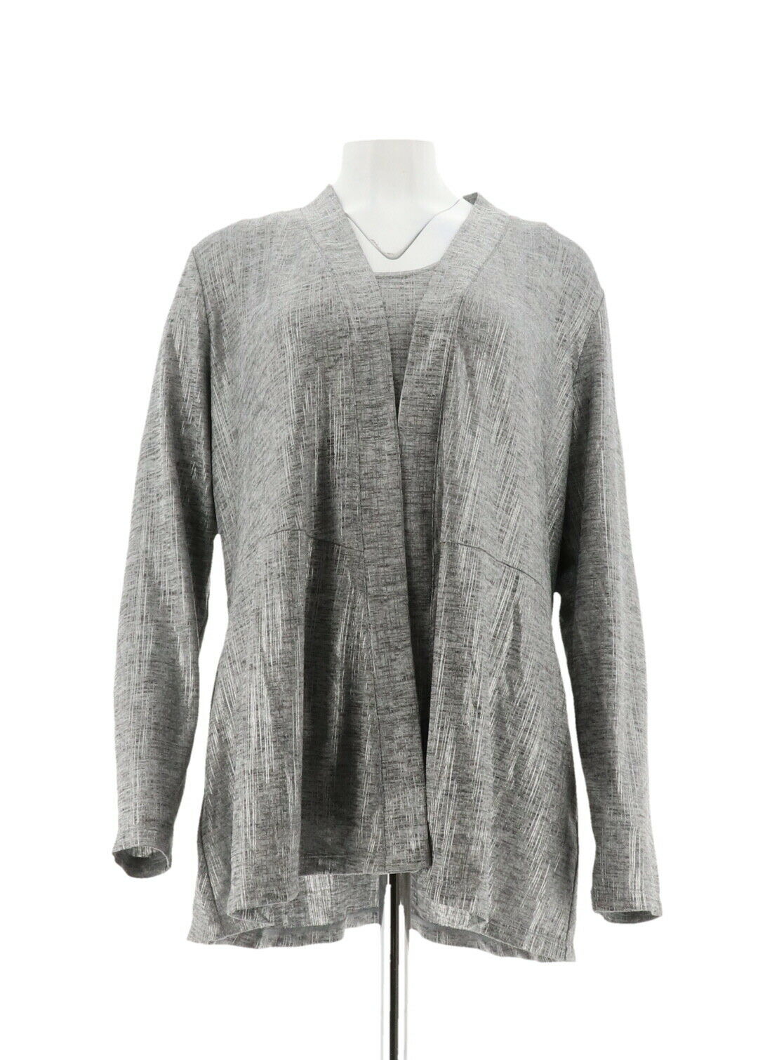 susan graver foil print cardigan and tank set
