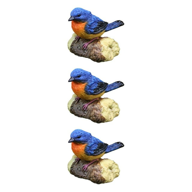kurtrusly Miniature Bird Statue Arts Crafts Bird Animal Ornament Decor Model 1 Pc Blue 3Set