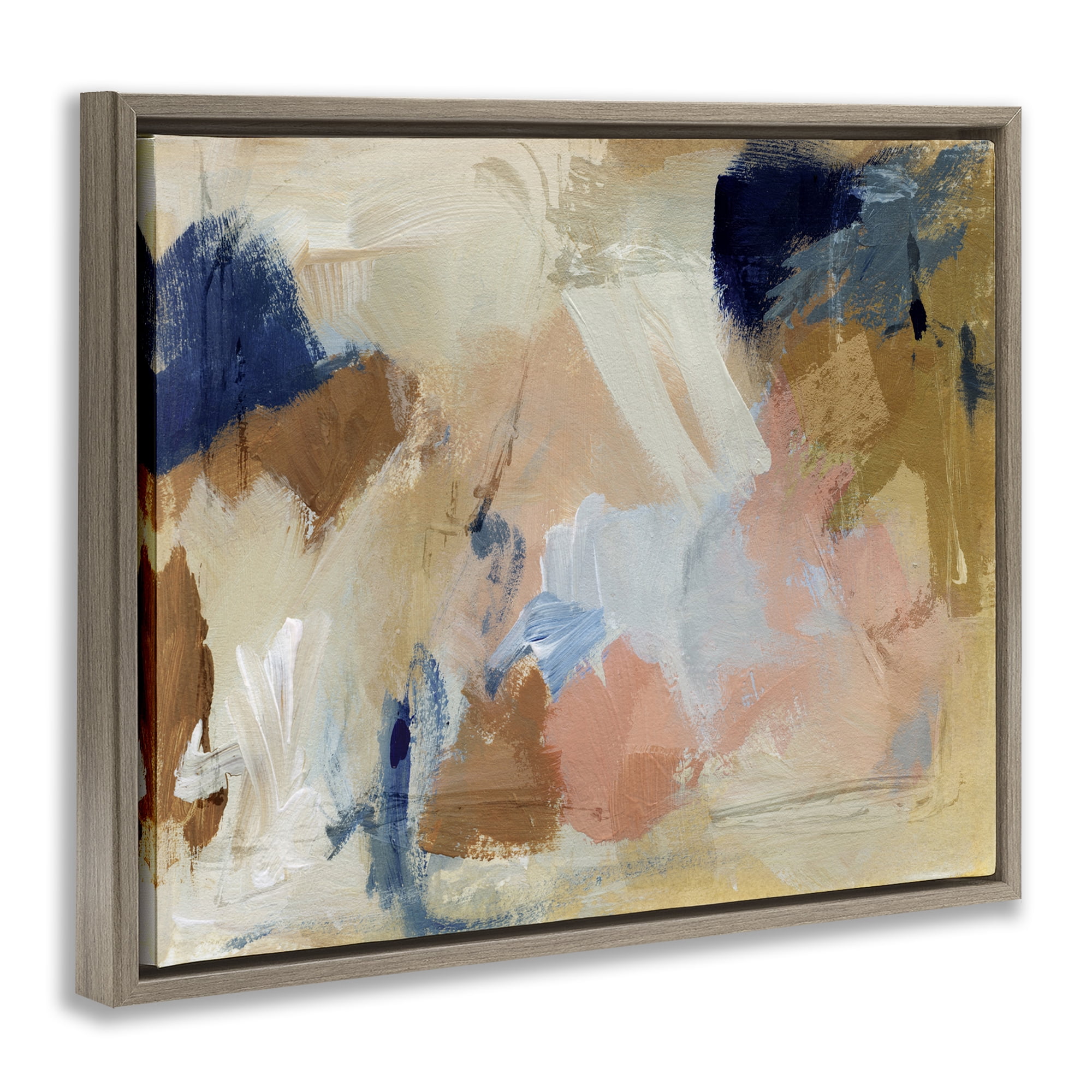 Stupell Industries Chaotic Neutral Paint Abstract Painting Brown Floater Framed Canvas Art Print Wall Art, 21 x 17